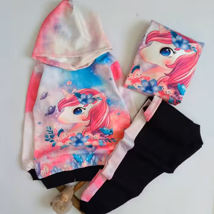 ست هودی شلوار اسب تک شاخ جذاب جنس دورس لاکرا