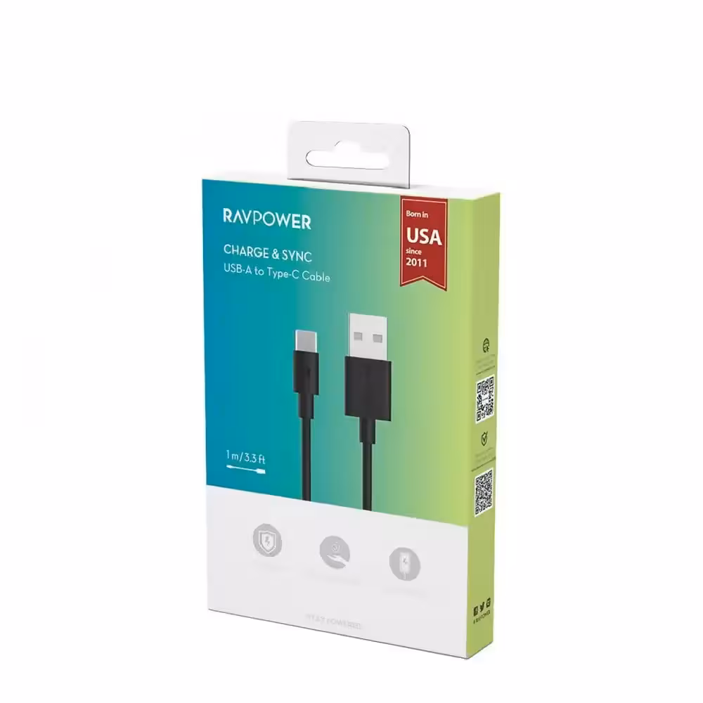 کابل تبدیل USB به USB-C راوپاور مدل RP-CB044 طول 1 متر