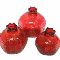 انار شیشه ای تزیینی زیبا بسته 3 عددی