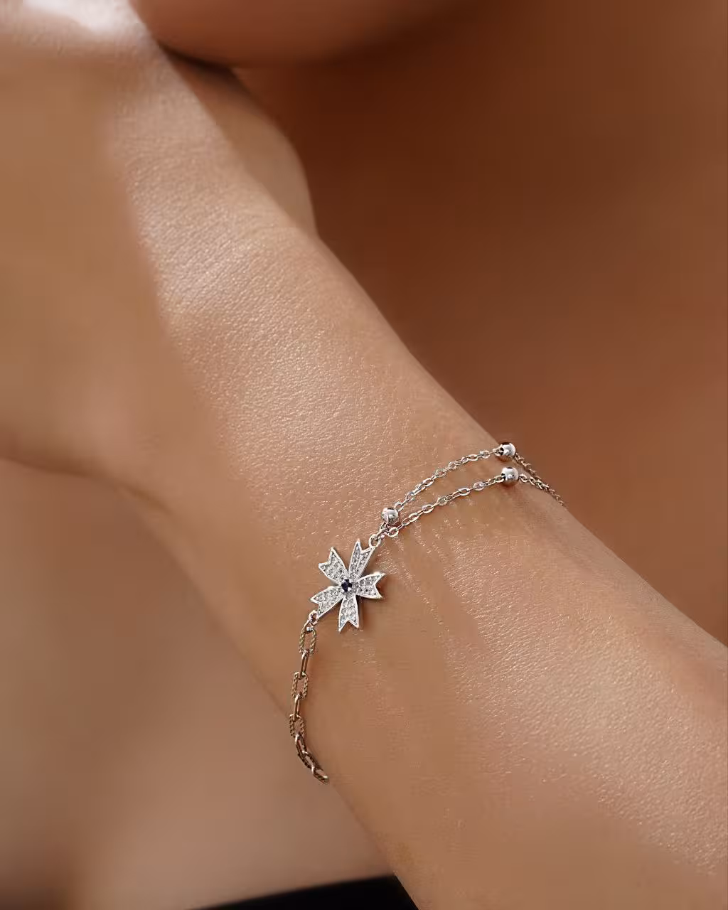 دستبند وارداتی جواهری نقره زنانه کد 30359