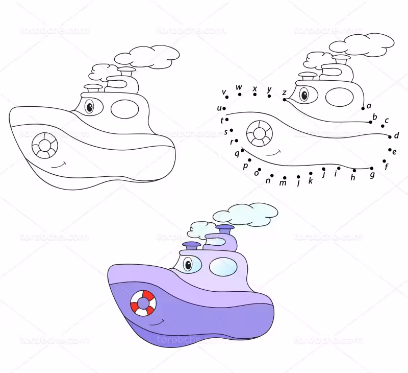 وکتور نقاشی نقطه ای کشتی | گرافیک با طعم تربچه