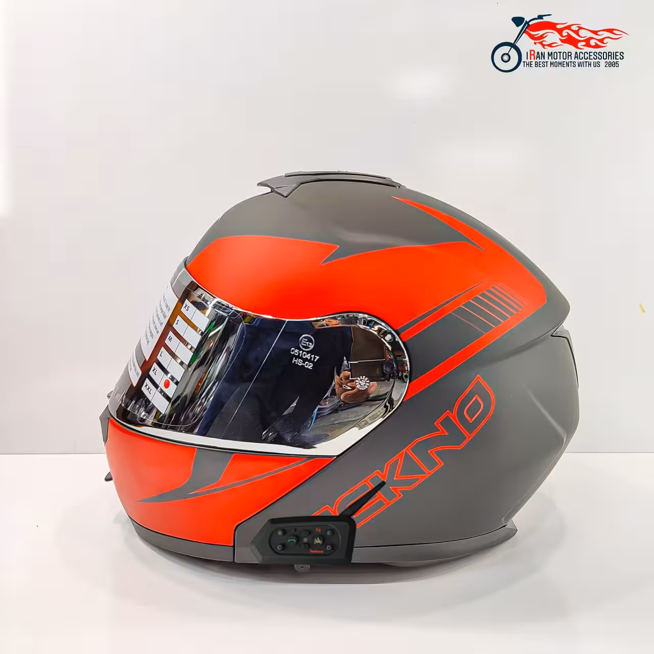 کلاه کاسکت بلوتوث دار فک متحرک تکنو کد HS_163 - مشکی قرمز   T6