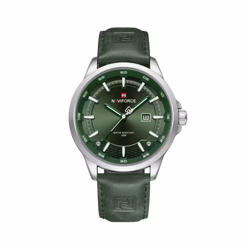 ساعت مچی عقربه ای مردانه نیوی فورس بند چرم سبز 9248/6