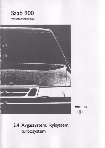 خرید و دانلود نسخه کامل کتاب SAAB 900, M 1981-86. Verkstadshandbok, 2:4 : Avgassystem, kylsystem, turbosystem