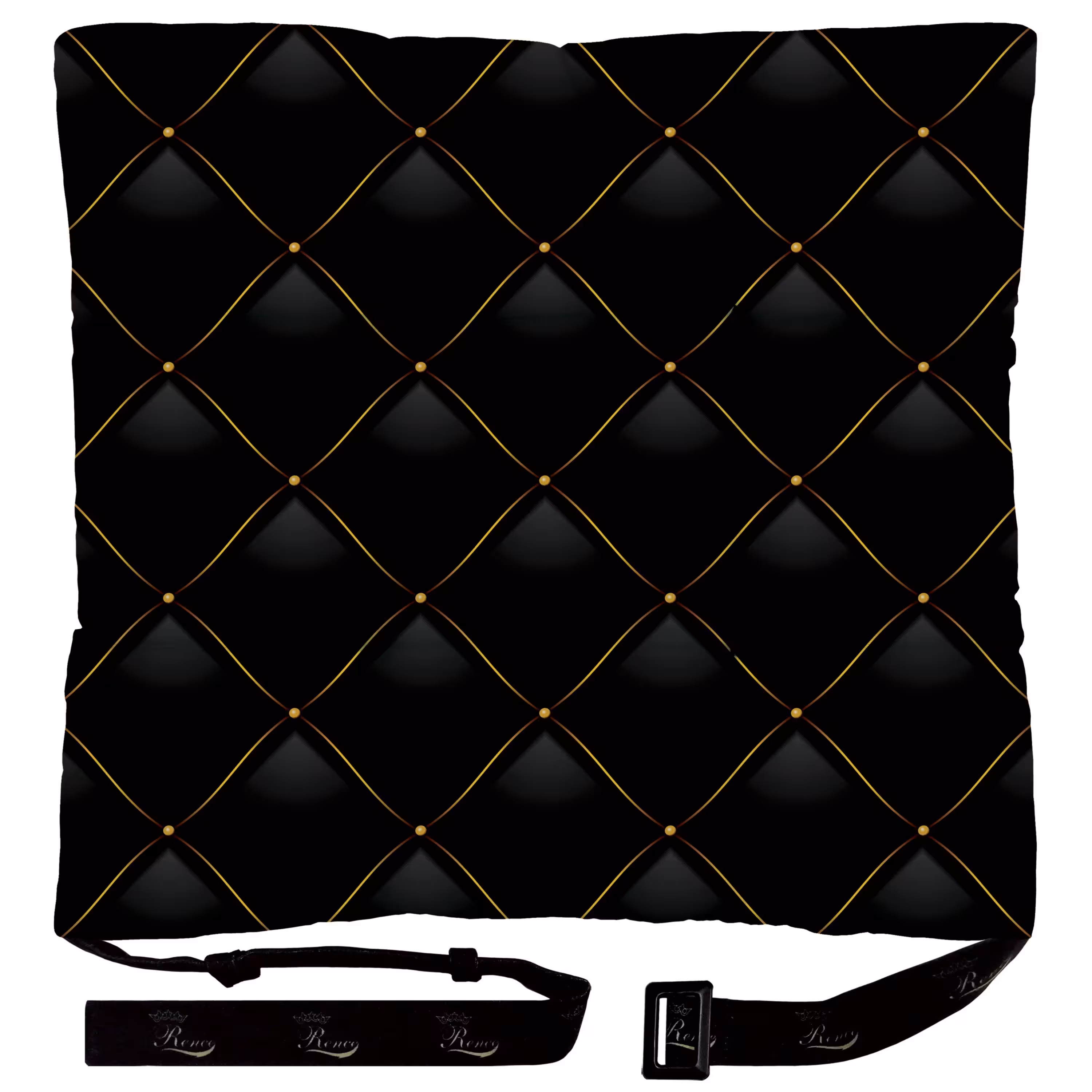 بالش و تشک صندلی مربع پارچه مخمل دو رو چاپ طرح مشکی سایز 38 در 38 مدل M1-90 شرکت رنس