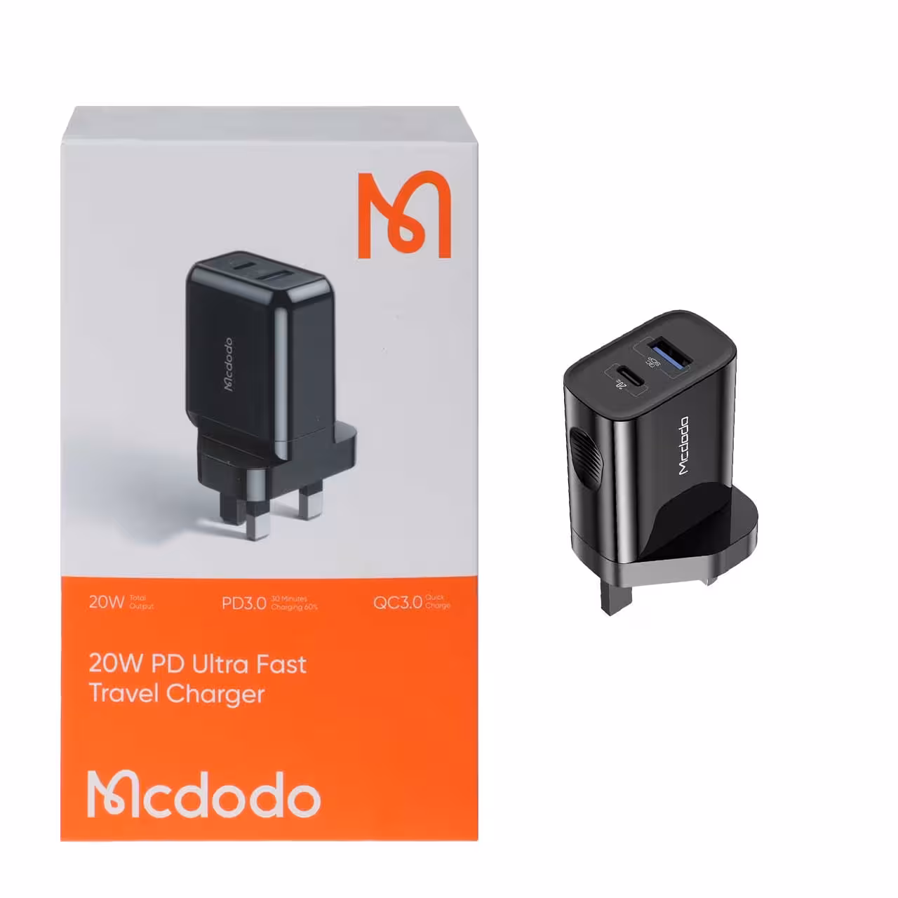شارژر دیواری 20W فست و PD دو پورت Mcdodo مدل CH-6901 - مشکی
