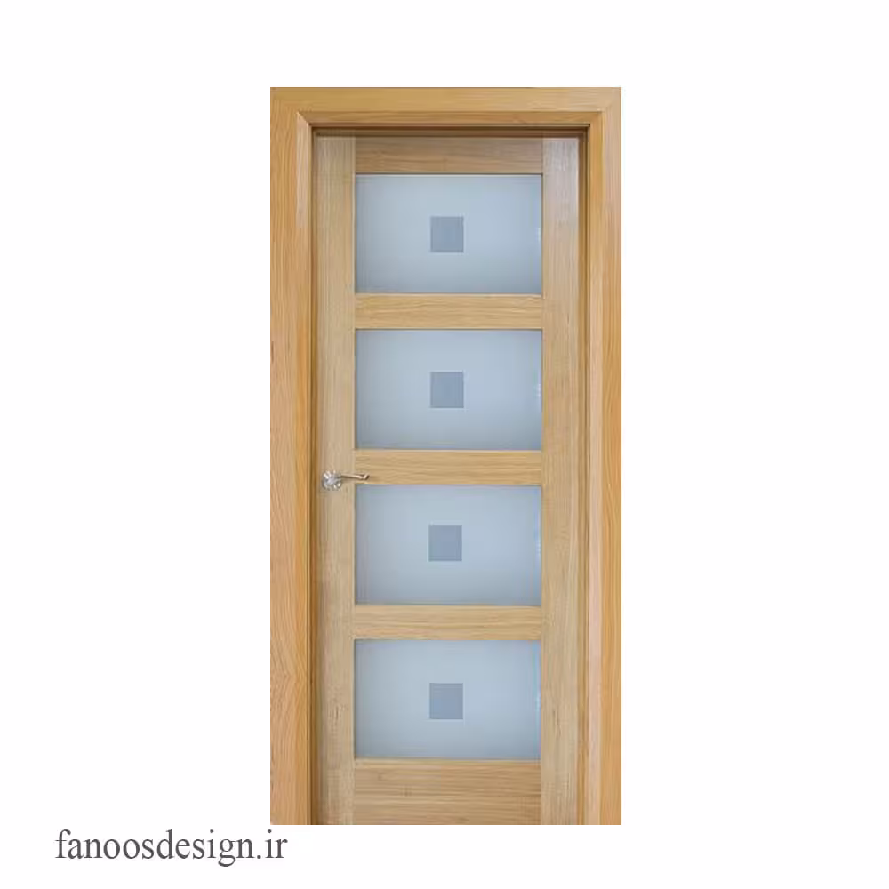 درب اتاق با شیشه و حاشیه چوبی کد 057