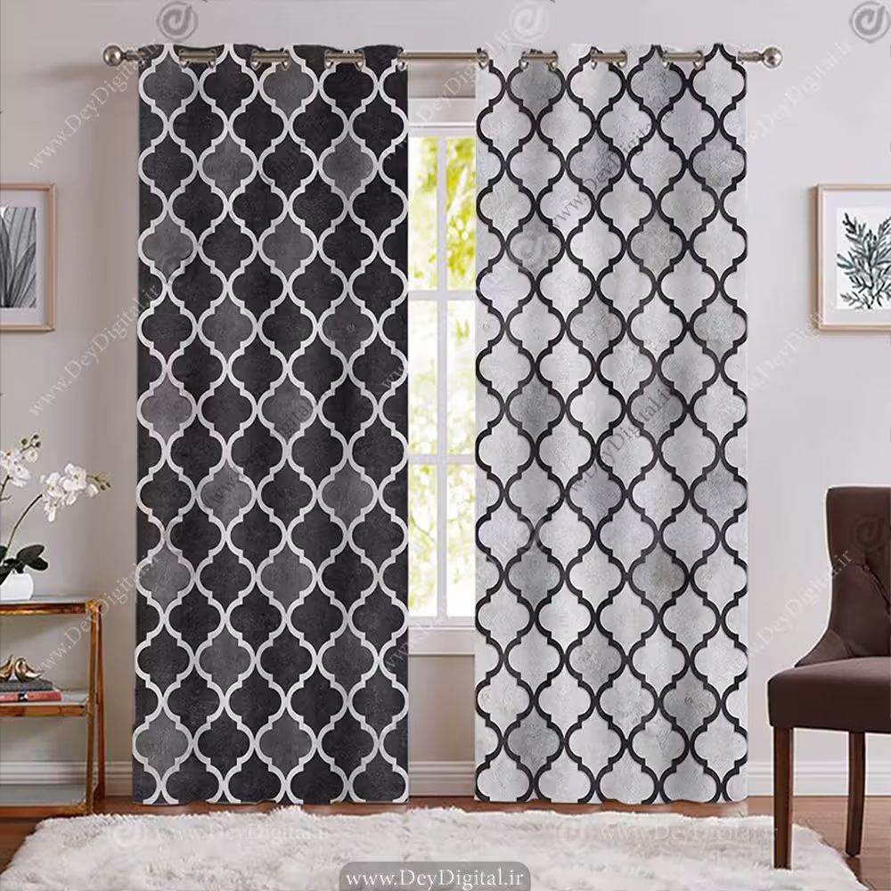 پرده پانچی سنتی ساده رنگ خاکستری PK-7794