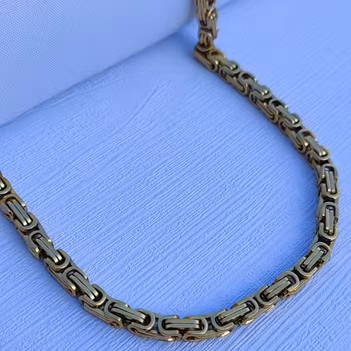 زنجیر استیل مردانه براق بیزانس طلایی
