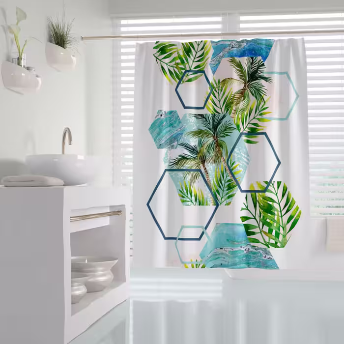 پرده حمام دلفین مدل Island سایز 180×200 سانتی متر