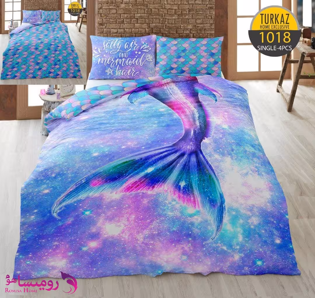 قیمت و خرید سرویس روتختی طرح پری دریایی یک نفره برند Turkaz کد 1018