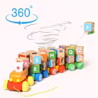 قطار نخ کش چوبی حروف الفبا کد JHTOY308