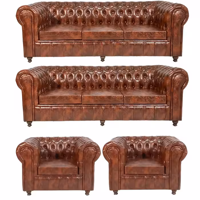 مبل اداری پارسین مدل چستر دو قالپاقه قهوه ای نرمال ست هشت نفره