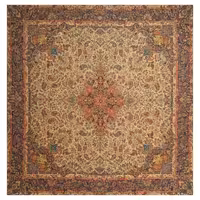 رومیزی مربع ترمه ابریشم تار سفید کد TRM97