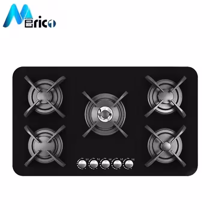 گاز رومیزی کن مدل پاردیک مشکی پنج شعله شیشه