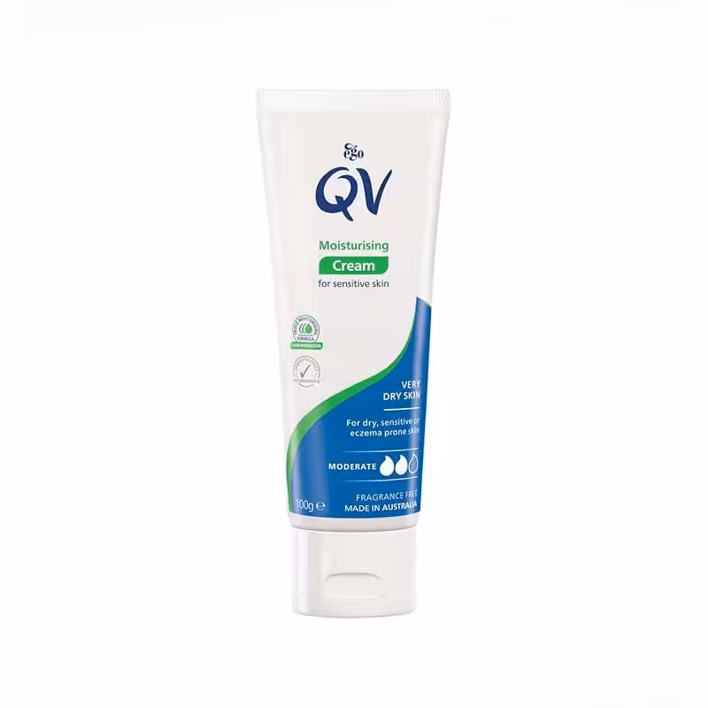 کرم مرطوب کننده و آبرسان قوی کیووی Qv مخصوص پوست خشک و حساس 100 گرم