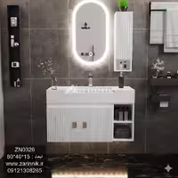 آینه و روشویی سرامیکی مدرن زرین نیک مدل ZN0326 به رنگ سفید