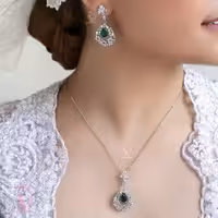 💍نیم ست جواهری  با نگین های زمرد و سیترین و یاقوت کبودوياقوت(N_4011)