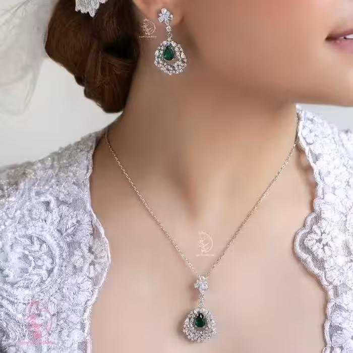 💍نیم ست جواهری  با نگین های زمرد و سیترین و یاقوت کبودوياقوت(N_4011)