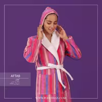 حوله پالتویی کلاه دار آفتاب صورتی پودایران سایز L