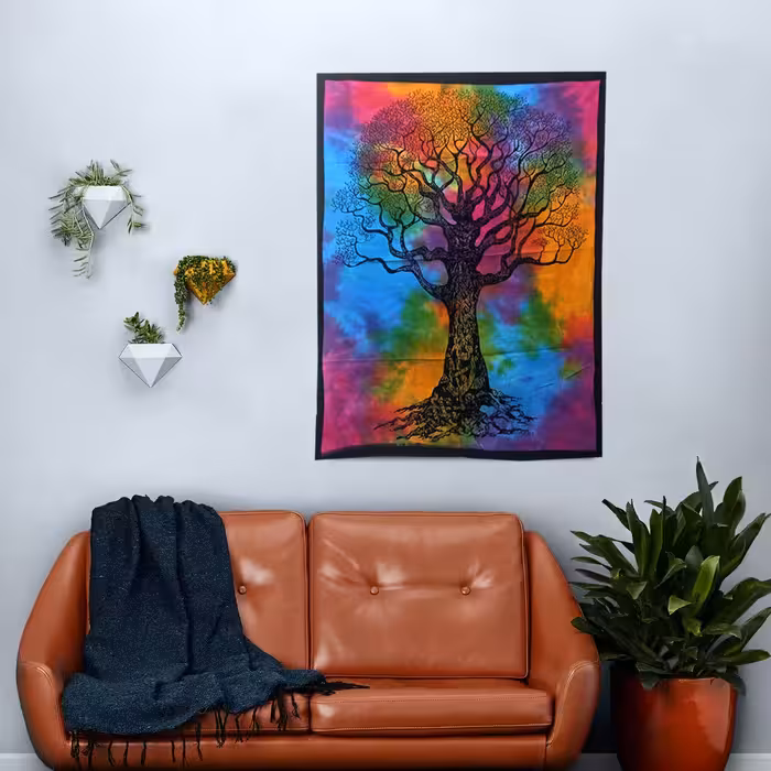 بکدراپ هندی تپستری طرح درخت زندگی سایز 105*75 کد 19