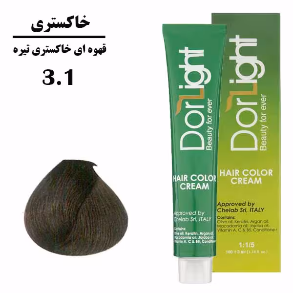رنگ موی قهوه ای خاکستری تیره (3.1) دورلایت سری خاکستری حجم 100میل