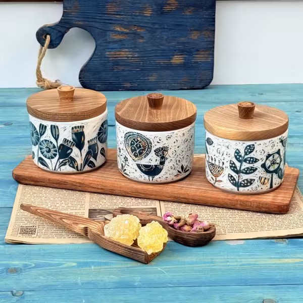 ست بانکه کوچک با سینی یکپارچه مهر طرح شش