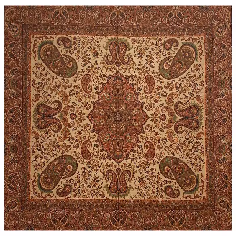 رومیزی مربع ترمه ابریشم کد TRM7