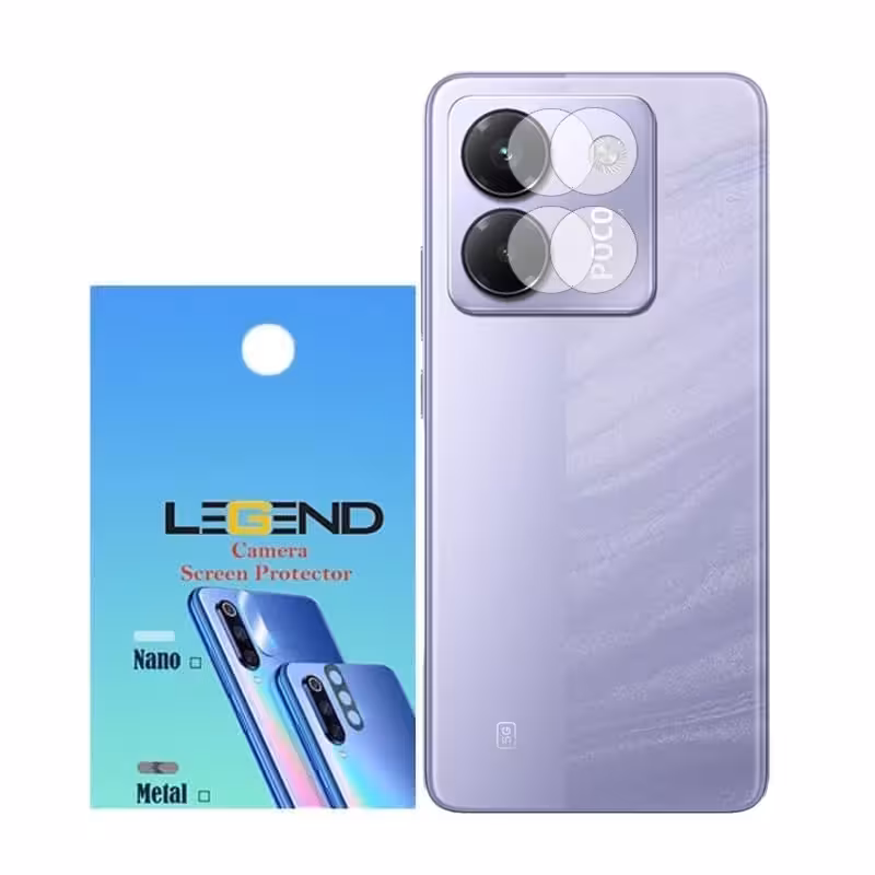 محافظ لنز دوربین لجند مدل نانو گلس مناسب برای موبایل شیائومی Poco M7 Pro 5G بسته 2 عددی