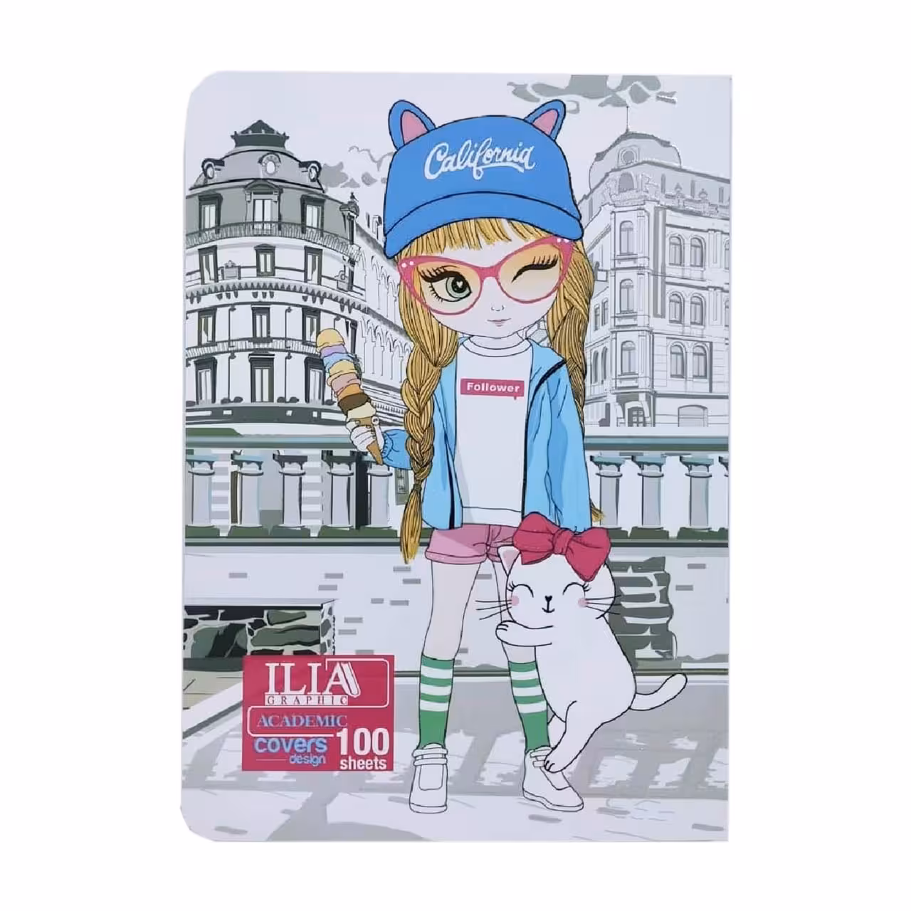 دفتر خط دار ایلیا طرح دخترک 100 برگ