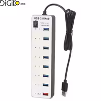 هاب USB 3.0 هفت پورت به همراه پورت شارژر موبایل