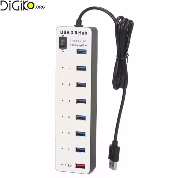 هاب USB 3.0 هفت پورت به همراه پورت شارژر موبایل