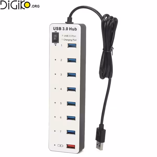 هاب USB 3.0 هفت پورت به همراه پورت شارژر موبایل
