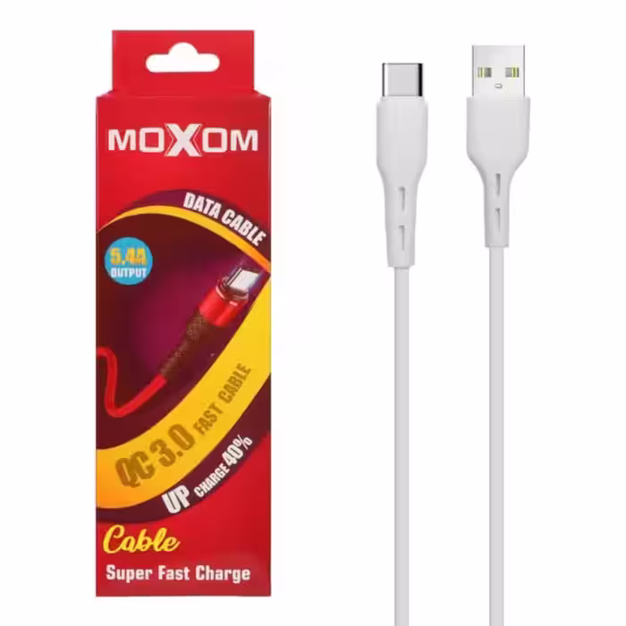 کابل شارژ فست Moxom Type-C – سفید-کد4086