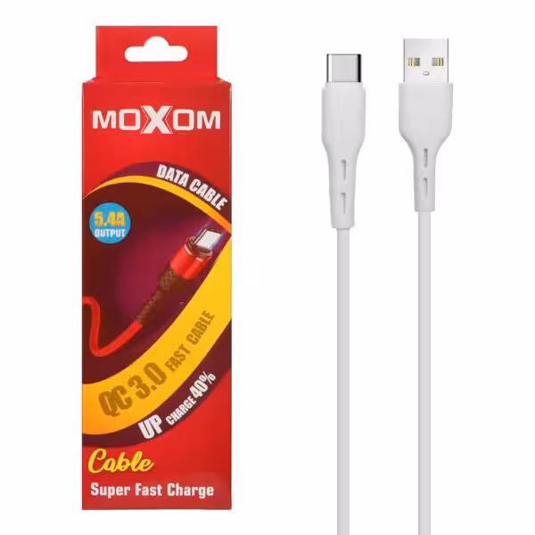 کابل شارژ فست Moxom Type-C – سفید-کد4086