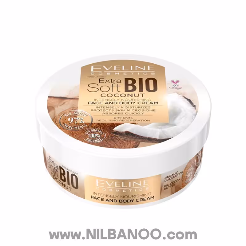 کرم مغذی و آبرسان صورت و بدن اولاین مدل Eveline Extra Bio Soft
