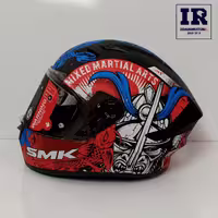 کلاه کاسکت فک ثابت استلار SMK مدل samurai - آبی قرمز