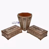 ست جای دستمال سطل و جای چنگال خاتمکاری اعلا کدhk236