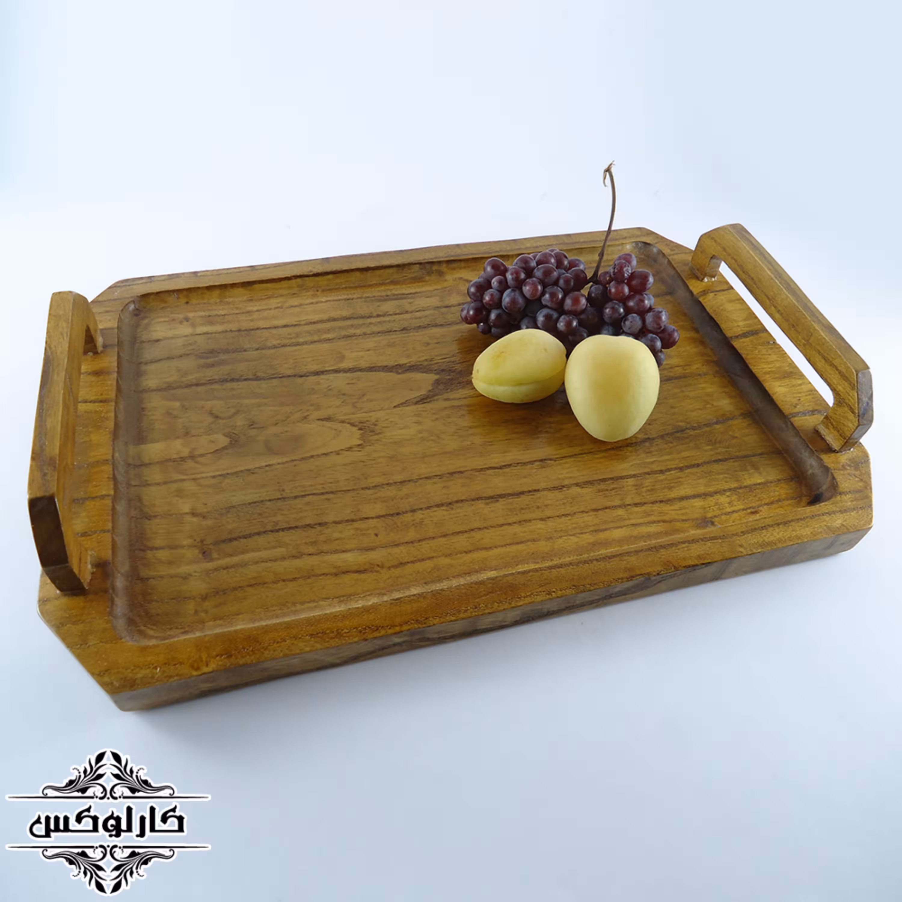 سینی چوبی کنده کاری با دسته چوبی