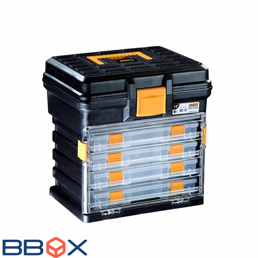 جعبه ابزار 14 اینچ قفل پلاستیکی به همراه ارگانایزر کد H14 مانو - بی باکس