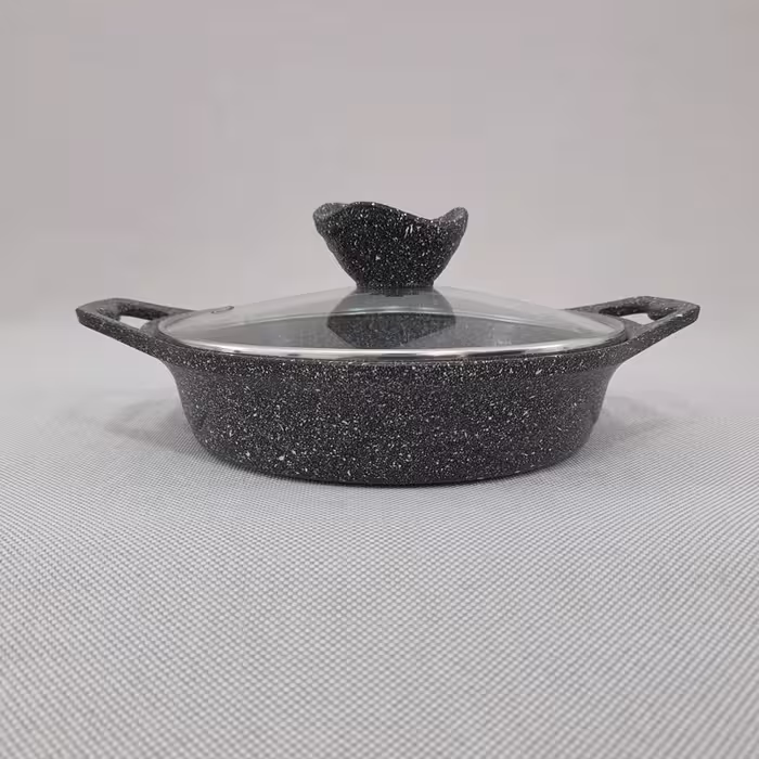 تابه دو دسته گرانیتی سایز 20 پیلو مشکی PILAU طرح لایف
