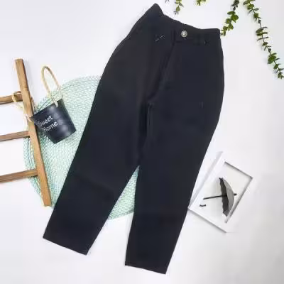 شلوار جین بچه گانه مام فیت مشکی 7 تا 10 سال کد 7747