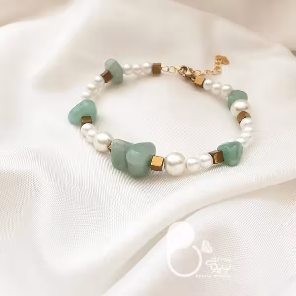دستبند مروارید با سنگ