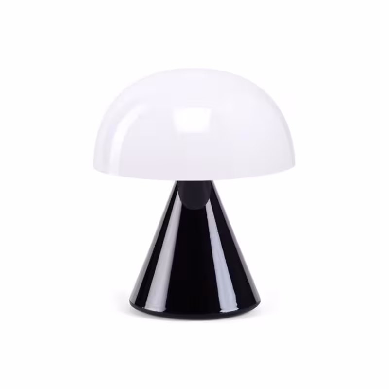 چراغ LED رومیزی Lexon لکسون Mina Mini مدل LH60NG | طراحی مدرن و مینیمال | رنگ مشکی براق | نور LED با شدت قابل تنظیم | باتری قابل شارژ با دوام | مناسب برای اتاق خواب، دفتر کار و فضاهای دکوراسیون مدرن | ابزاری کاربردی برای روشنایی و زیبایی محیط