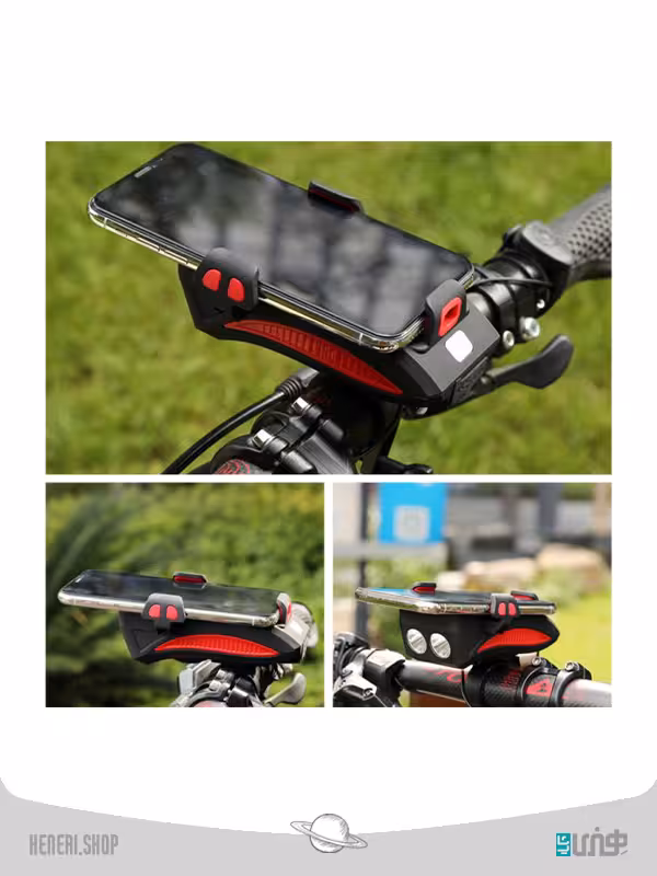 هولدر دوچرخه به همراه پاوربانک و چراغ قوه