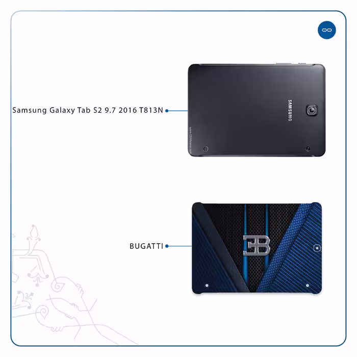 برچسب پوششی ماهوت مدل BUGATTI مناسب برای تبلت سامسونگ Galaxy Tab S2 9.7 2016 T813N