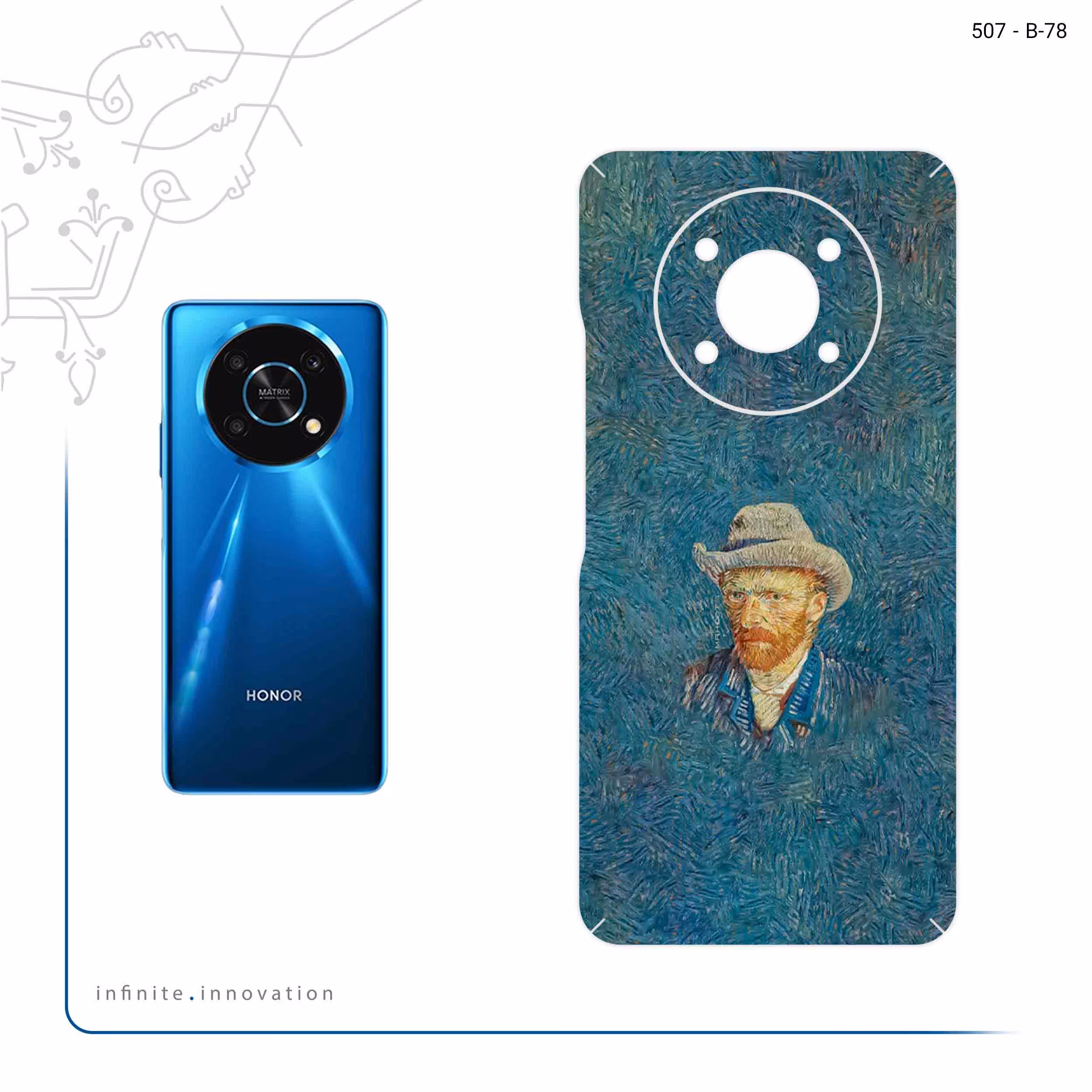 برچسب پوششی ماهوت مدل Self portrait with a gray felt hat مناسب برای گوشی موبایل آنر X9 5G