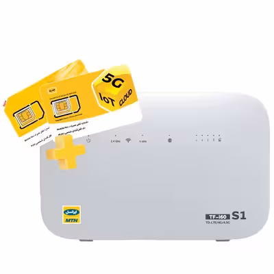 مودم 4G/TD-LTE ایرانسل مدل TF-I60 S1 به همراه دو سیم کارت با 40 گیگ اینترنت 6 ماهه