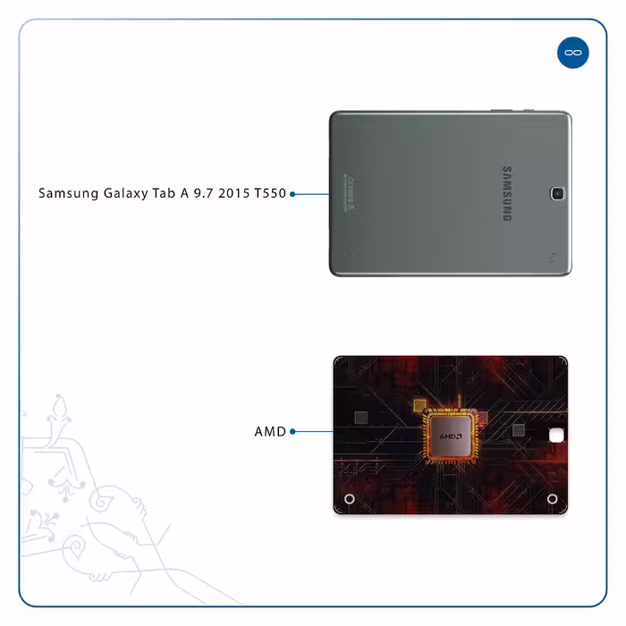 برچسب پوششی ماهوت مدل AMD Brand مناسب برای تبلت سامسونگ Galaxy Tab A 9.7 2015 T550