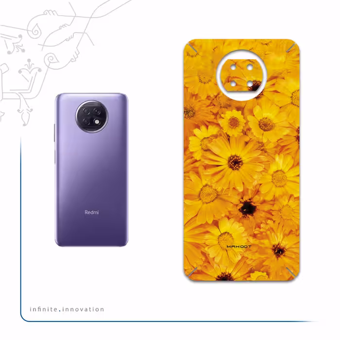 برچسب پوششی ماهوت مدل Yellow-Flower مناسب برای گوشی موبایل شیائومی Redmi Note 9T